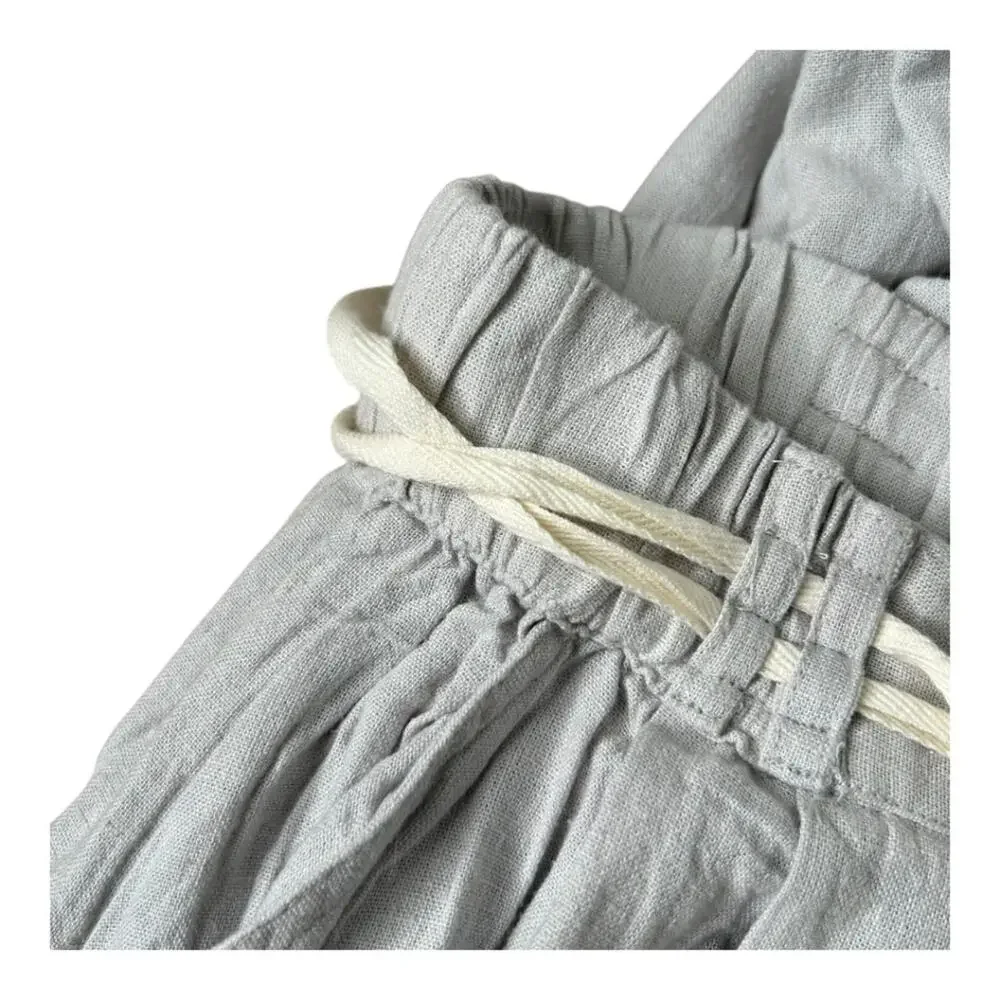 Free People Free-Est Linen Blend Jogger Pants Tie Waist Small Grey
